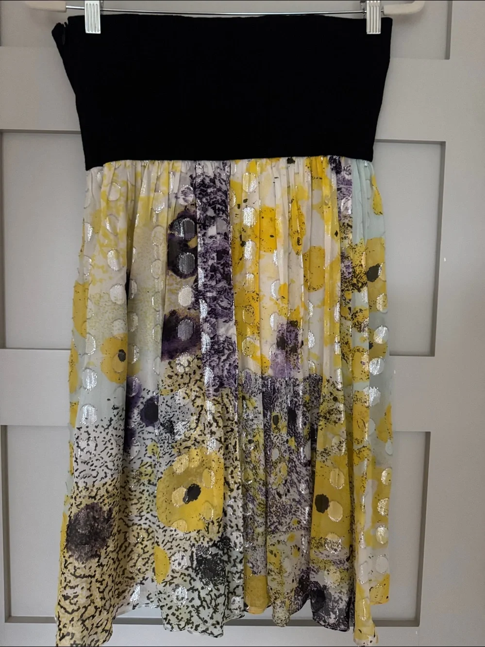 Diane Von Furstenberg BlBodice Yellow and Gray Patterned Skater Dress